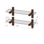 Hanah Home R200 Estantería de pared de cristal templado y madera de pino, Nogal